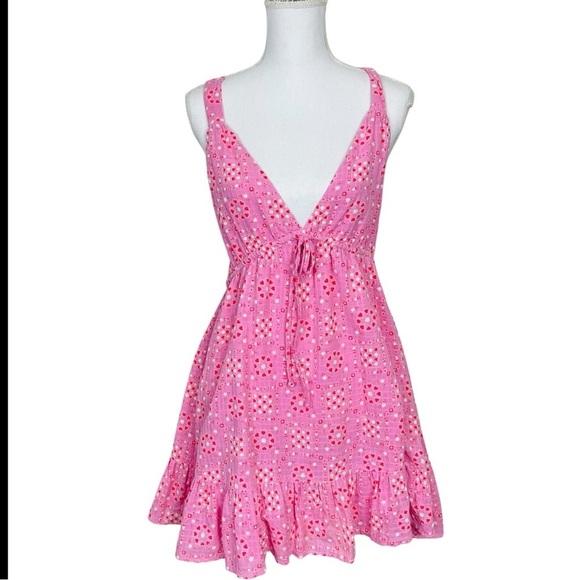 Hansel Printed Strappy-Back Mini Dress in Pink Size Medium - Picture 5 of 12